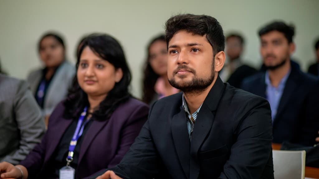PGDM students attending a session in an ISBR Business School classroom