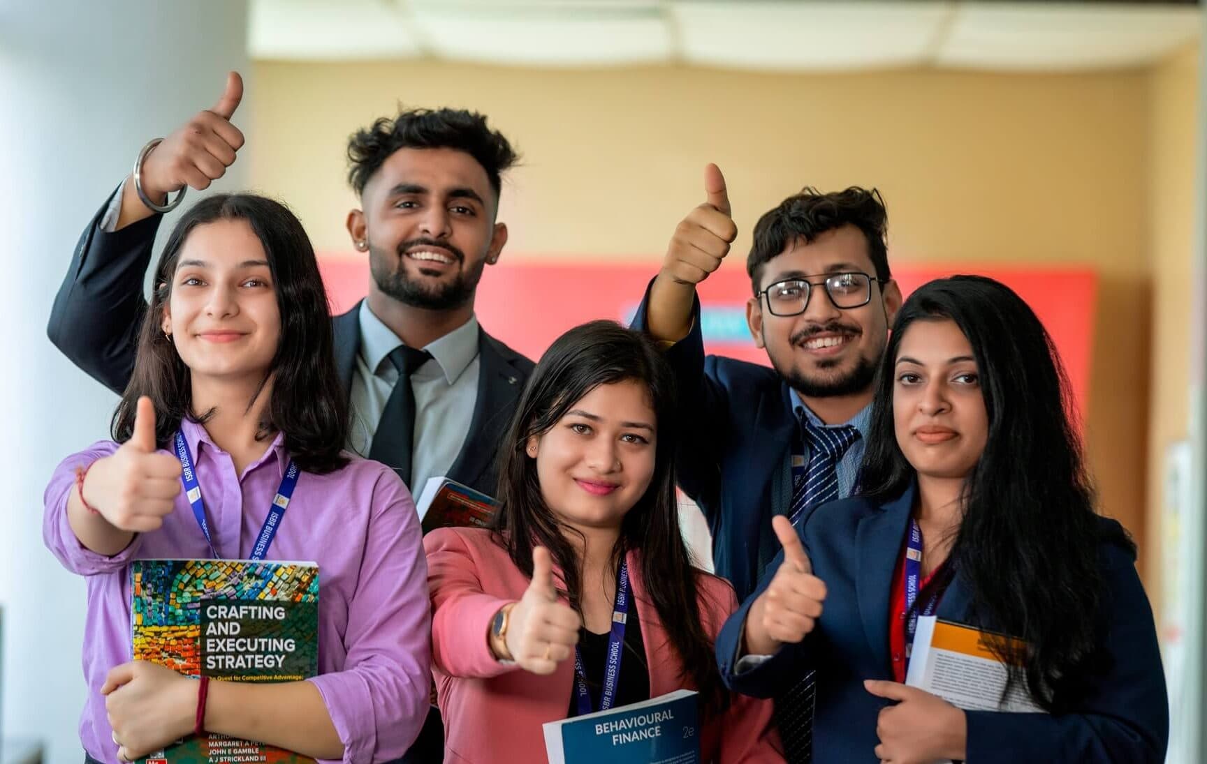 ISBR Business School PGDM students with management textbooks